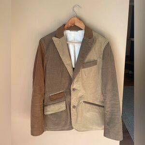 Mark McNairy Mens Corduroy Patchwork Blazer Jacket Size 38 Brown Tones USA #